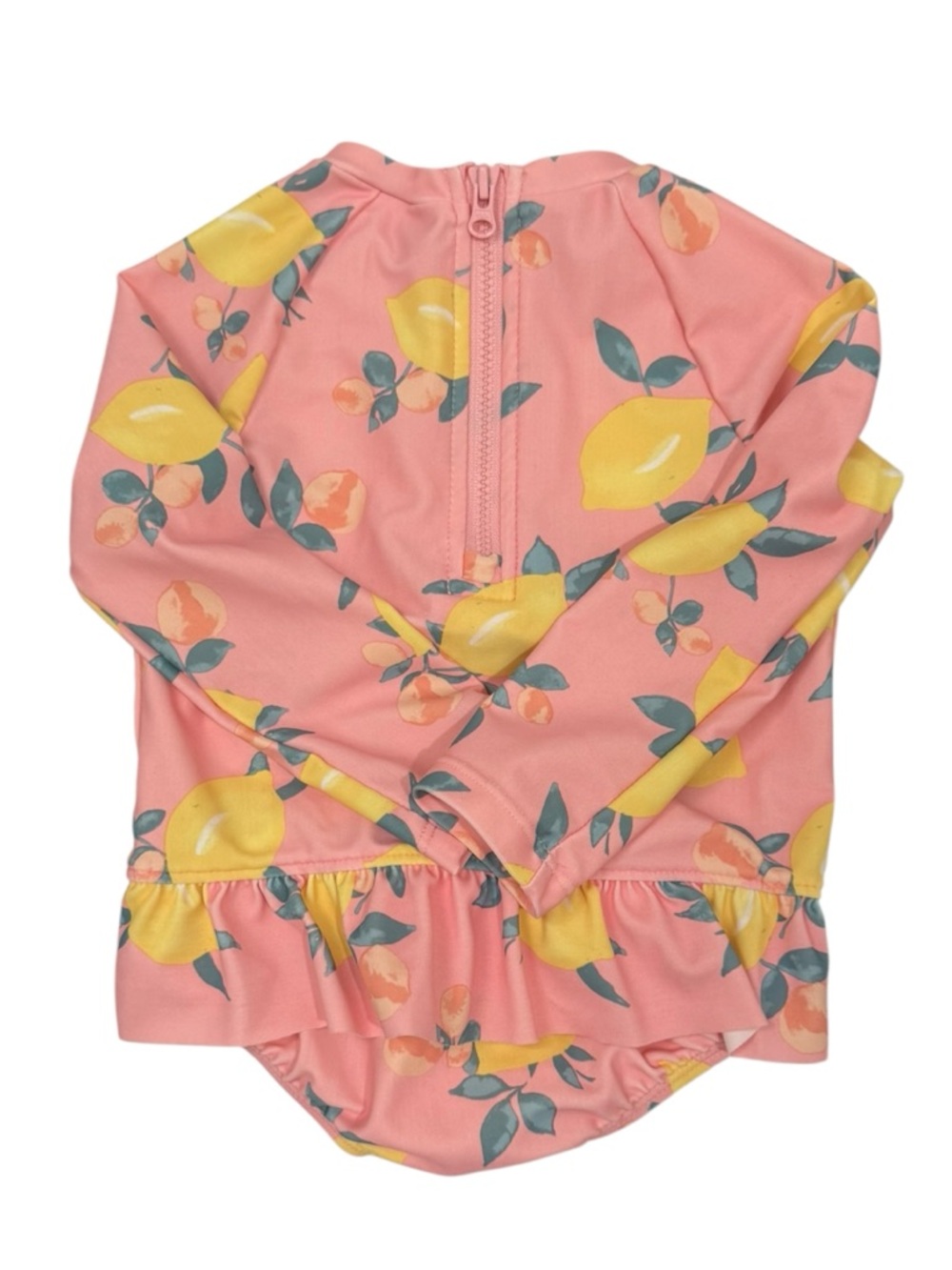 OshKosh B'gosh Coral Pink Long-Sleeve Rashguard with Yellow Lemon Print - Picture 3 of 4